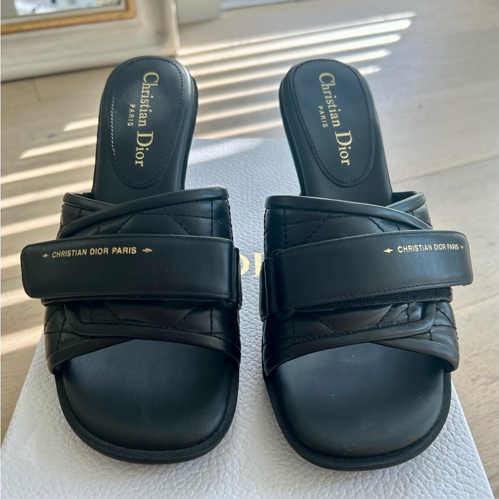 CHRISTIAN DIOR | Calfskin Cannage Quilted Dio(r)evolution 80mm Slide Sandals